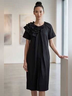 New Marni Black Wool Blend Dress. Made In Italy